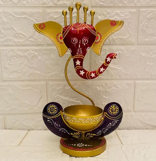 HomeSutra Intricately Crafted Spiritual Decor Ganesha with Tealight Candle Holder