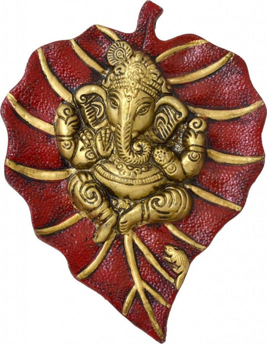 HomeSutra Lord Ganesha on Red Leaf