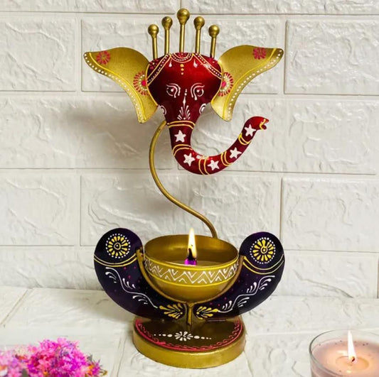 HomeSutra Intricately Crafted Spiritual Decor Ganesha with Tealight Candle Holder